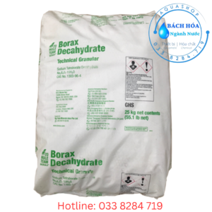 Borax Decahydrate Na₂B₄O₇·10H₂O Mỹ 25kg/bao
